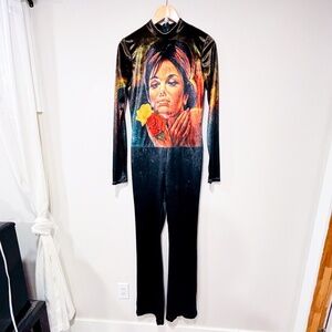 STELLA MCCARTNEY Green velvet jumpsuit with face